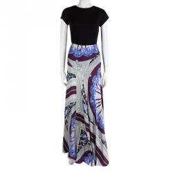 Emilio Pucci Multicolor Printed Silk Gathered Maxi Skirt S