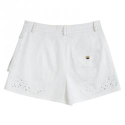 Emilio Pucci Off White Cutout Butterfly Embroidered Shorts M