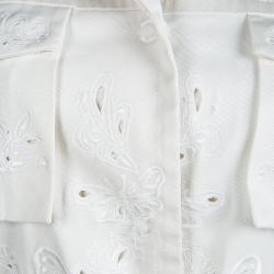 Pre Owned Emilio Pucci Off White Cutout Butterfly Embroidered Jacket S