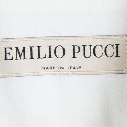 Pre Owned Emilio Pucci Off White Cutout Butterfly Embroidered Jacket S