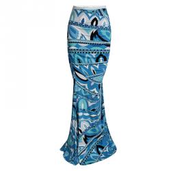 Pre Owned Emilio Pucci Multicolor Printed Draped Skirt And Top Set L
