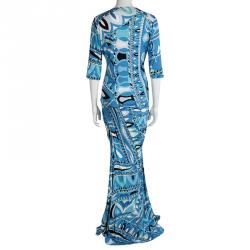 Pre Owned Emilio Pucci Multicolor Printed Draped Skirt And Top Set L