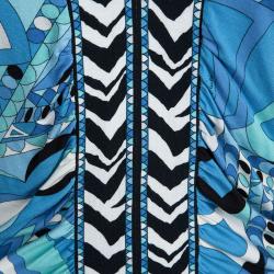 Pre Owned Emilio Pucci Multicolor Printed Draped Skirt And Top Set L