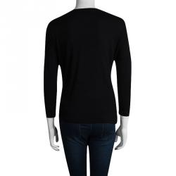Pre Owned Emilio Pucci Black Embellished Long Sleeve Top S