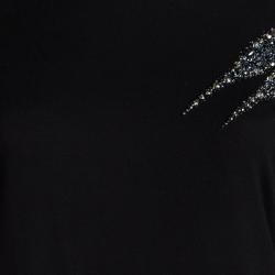 Pre Owned Emilio Pucci Black Embellished Long Sleeve Top S