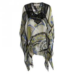 Emilio Pucci Multicolor Printed Silk Embellished Kaftan S
