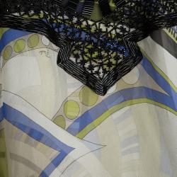 Emilio Pucci Multicolor Printed Silk Embellished Kaftan S