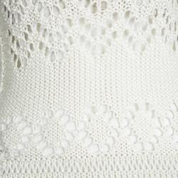 Pre Owned Emilio Pucci Cream Perforated Chunky Knit Sleeveless Maxi Dress M