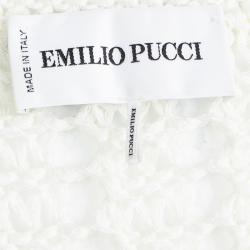 Pre Owned Emilio Pucci Cream Perforated Chunky Knit Sleeveless Maxi Dress M