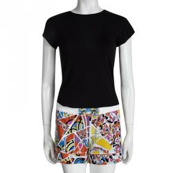 Pre Owned Emilio Pucci Multicolor Printed Velvet Terrycloth Shorts S