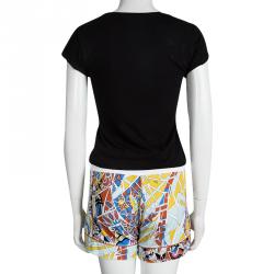 Pre Owned Emilio Pucci Multicolor Printed Velvet Terrycloth Shorts S