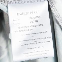 Emilio Pucci Multicolor Printed Silk Embellished Short Sleeve Top M