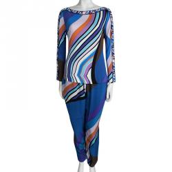 Emilio Pucci Multicolor Printed Top and Pant Set L