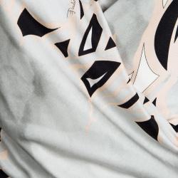 Pre Owned فستان إيميليو بوتشي حرير مطبوع متعدد الألوان بأكمام طويلة ديرابيه M