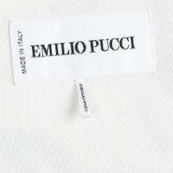 Pre Owned فستان إيميليو بوتشي حرير مطبوع متعدد الألوان بأكمام طويلة ديرابيه M