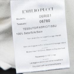 Pre Owned فستان إيميليو بوتشي حرير مطبوع متعدد الألوان بأكمام طويلة ديرابيه M