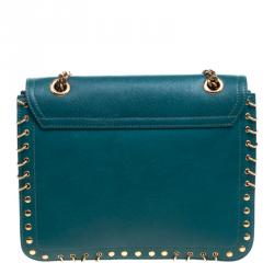 Pre Owned Emilio Pucci Emerald Green Leather Marquise Shoulder Bag