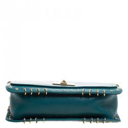 Pre Owned Emilio Pucci Emerald Green Leather Marquise Shoulder Bag