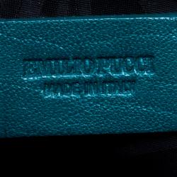 Pre Owned Emilio Pucci Emerald Green Leather Marquise Shoulder Bag