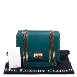 Pre Owned Emilio Pucci Emerald Green Leather Marquise Shoulder Bag