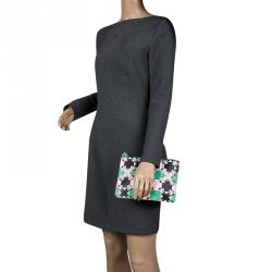 Emilio Pucci Multicolor Geometric Print Leather Small Clutch