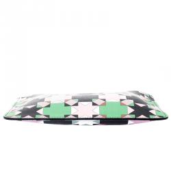 Emilio Pucci Multicolor Geometric Print Leather Small Clutch
