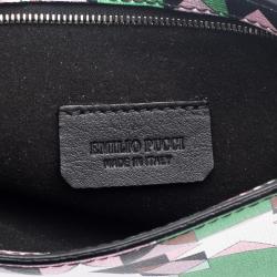Emilio Pucci Multicolor Geometric Print Leather Small Clutch