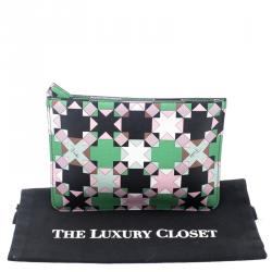Emilio Pucci Multicolor Geometric Print Leather Small Clutch