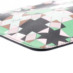 Emilio Pucci Multicolor Geometric Print Leather Small Clutch
