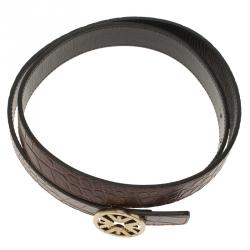 مملوكة مسبقًا حزام امبوريو أرماني وجهين جلد نقشة تمساح بني وأسود مقاس 42 