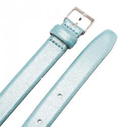 Pre Owned حزام امبوريو أرماني سكيني أزرق ميتاليك 105 سم