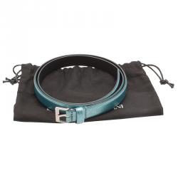 Pre Owned حزام امبوريو أرماني سكيني أزرق ميتاليك 105 سم