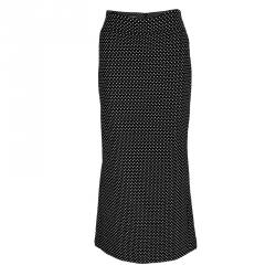 Pre Owned Emporio Armani Monochrome Woven Maxi Pencil Skirt L