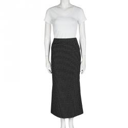 Pre Owned Emporio Armani Monochrome Woven Maxi Pencil Skirt L