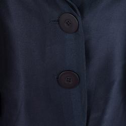 Pre Owned Emporio Armani Navy Blue Self Striped Two Button Blazer S