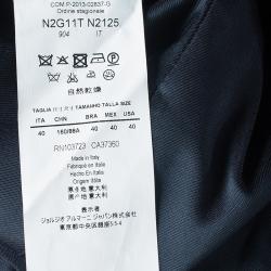 Pre Owned Emporio Armani Navy Blue Self Striped Two Button Blazer S