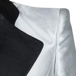 Pre Owned Emporio Armani SS'11 Silver Contrast Lapel Satin Blazer M