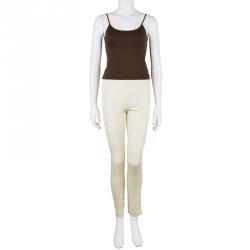 Pre Owned Emporio Armani Beige Silk Trouser S