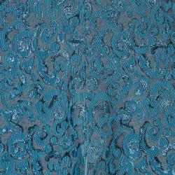 Pre Owned Emporio Armani Blue Metallic Jacquard Weave Skirt S