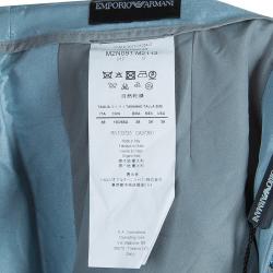 Pre Owned Emporio Armani Blue Metallic Jacquard Weave Skirt S