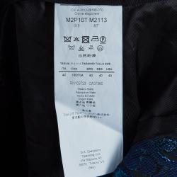 Pre Owned Emporio Armani Blue Metallic Brocade Pants S