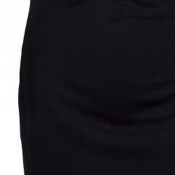 Pre Owned Emporio Armani Black One Shoulder Button Detail Dress M