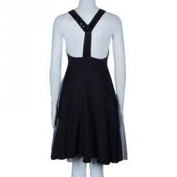 Pre Owned Emporio Armani Black Embellished Tulle Dress S