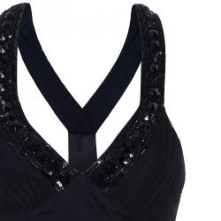 Pre Owned Emporio Armani Black Embellished Tulle Dress S