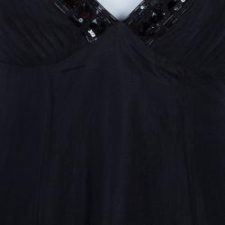 Pre Owned Emporio Armani Black Embellished Tulle Dress S