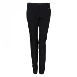 Pre Owned Emporio Armani Black Straight Fit Trousers S