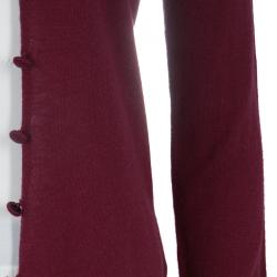 Pre Owned Emporio Armani Maroon Sequin Ruffle Collar Detail Long Sleeve Buttondown Cardigan M