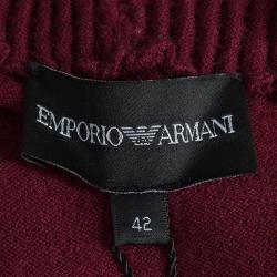 Pre Owned Emporio Armani Maroon Sequin Ruffle Collar Detail Long Sleeve Buttondown Cardigan M