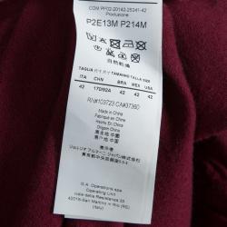 Pre Owned Emporio Armani Maroon Sequin Ruffle Collar Detail Long Sleeve Buttondown Cardigan M