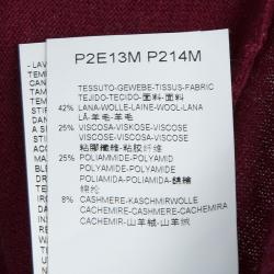 Pre Owned Emporio Armani Maroon Sequin Ruffle Collar Detail Long Sleeve Buttondown Cardigan M